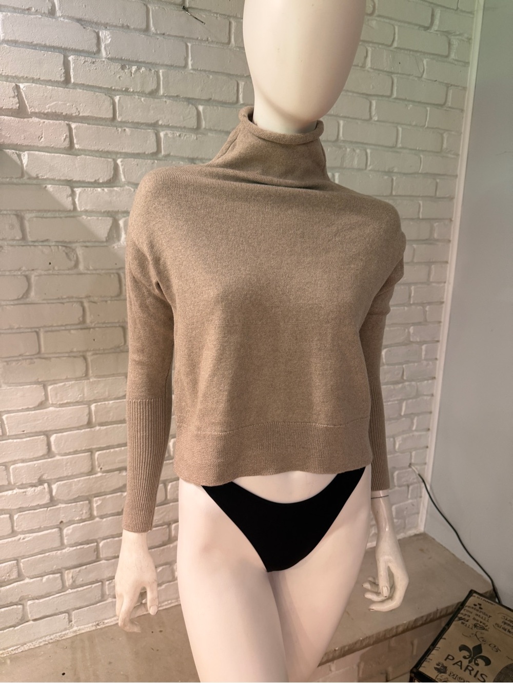 Wilfred Aritzia 100% Wool Turtleneck Sweater Camel Beige Size S Italian Yarn - Picture 7 of 12
